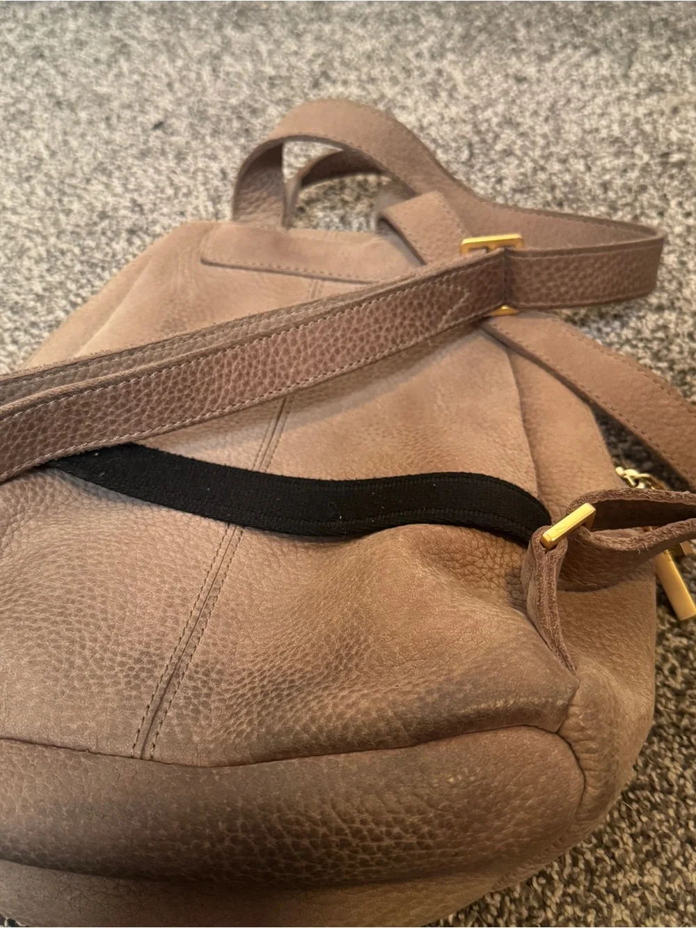 Hammitt Hunter Medium Backpack Grey Natural Brushed Gold Leather Nubuck Bag